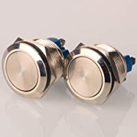 Gebildet 2pcs 22mm 5A-12V-24V-125V-250V Enclavamiento Interruptor de Botón-Terminales de Tipo Tornillo-Botón de Metal de…